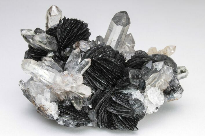 Quartz Crystals On Sparkling Bladed Hematite - Lechang Mine #226004